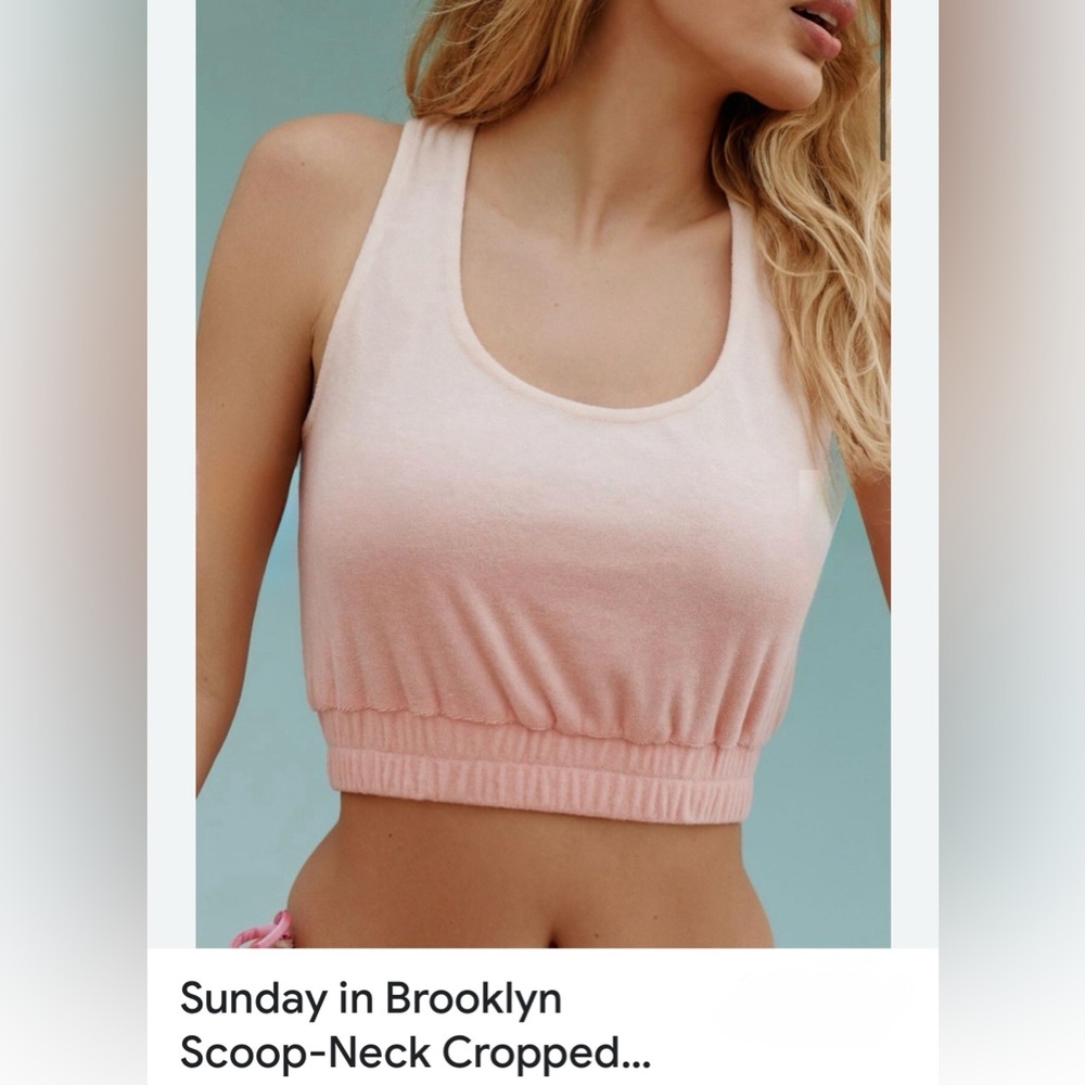 Anthropologie {Sunday in Brooklyn} French Terry Crop Top in Pink Ombré size XS